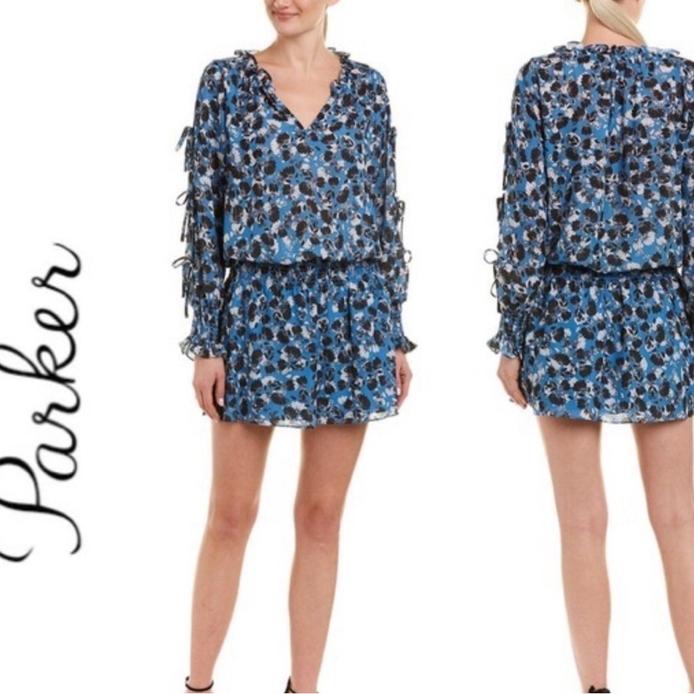 Parker NYC Phlox Floral Smocked Drop-Waist Mini Dress Parisan Street Style
